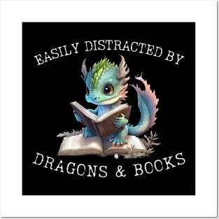 Easily Distracted By Dragons And Books Introvert Posters and Art